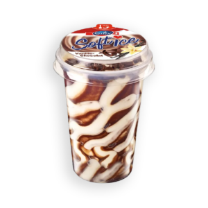 Emmi Soft Ice Vanille mit Schokoladensauce